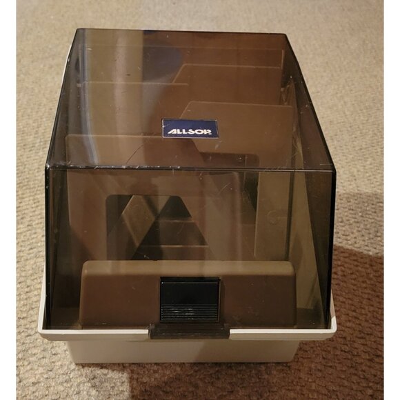 ALLSOP 5.25" Floppy Disk Storage Box w/dividers Case 80s 90s Tech Computer Retro - Picture 1 of 12